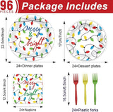 96PCS Merry Christmas Party Tableware Set Christmas Lights Party