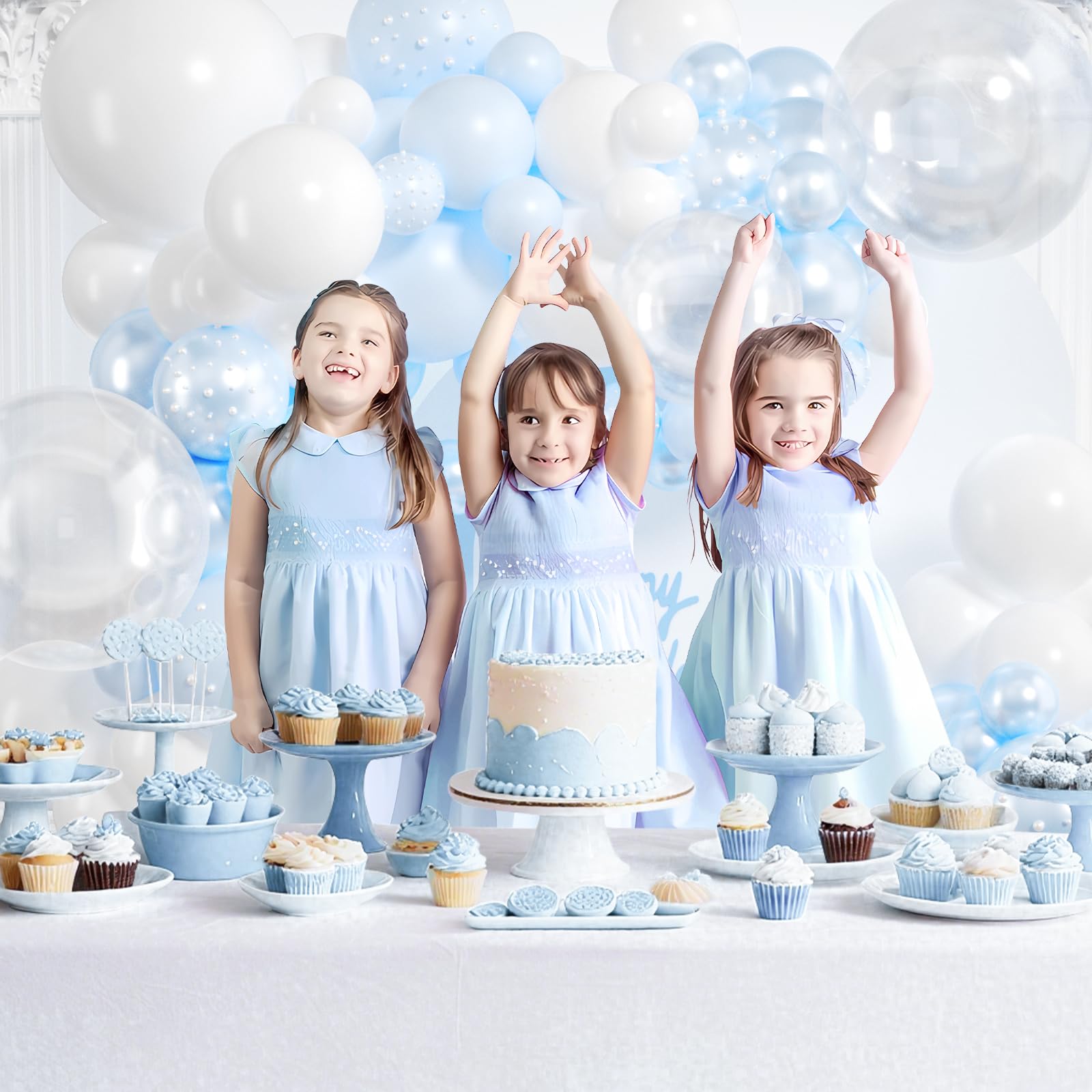 Blue Balloon Arch Kit 177Pcs Blue and White Balloon Arch Kit with