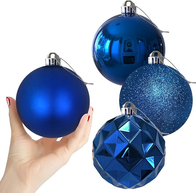 Royal Blue Set of XL (4.0") 4PCS Christmas Balls - Christmas Tree