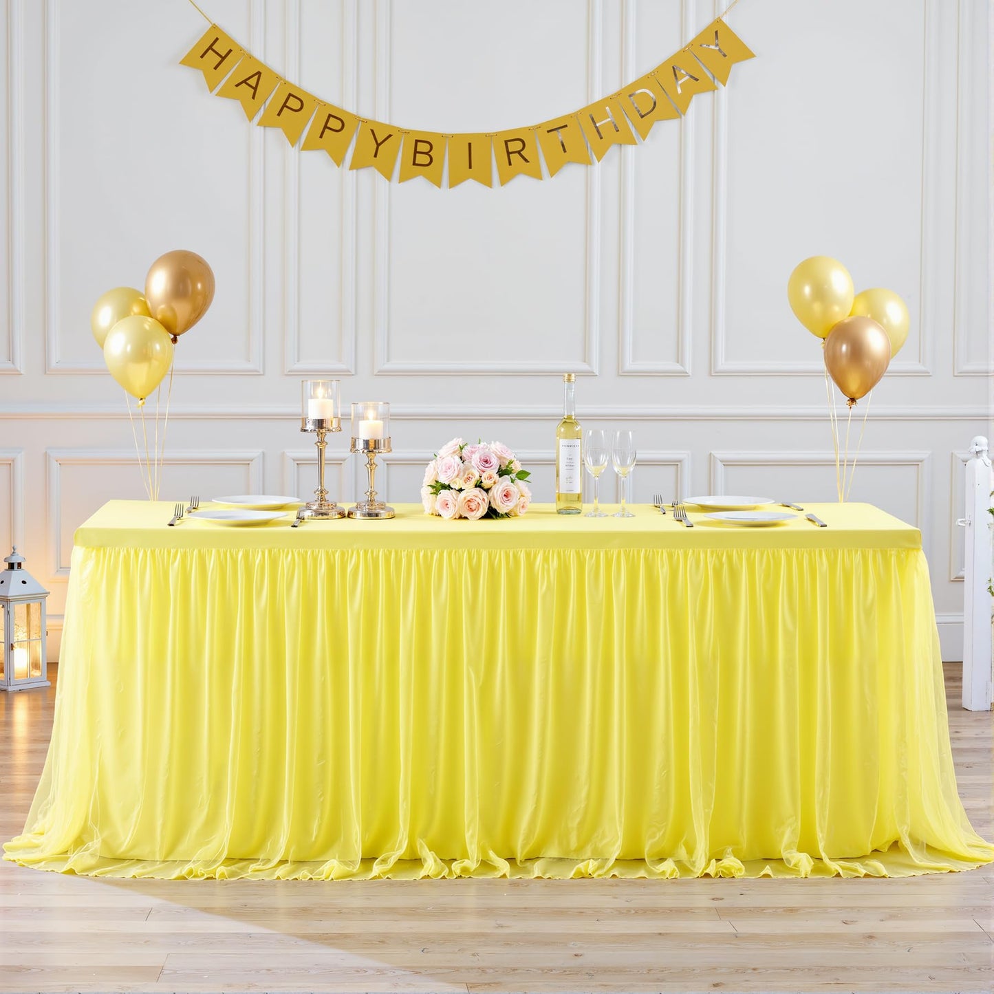 Yellow Tulle Tablecloth for 6 Foot Rectangular Tables 6ft Yellow