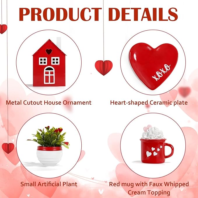 Valentine's Day Decorations 8 PCS Tiered Tray Decor Set Cute