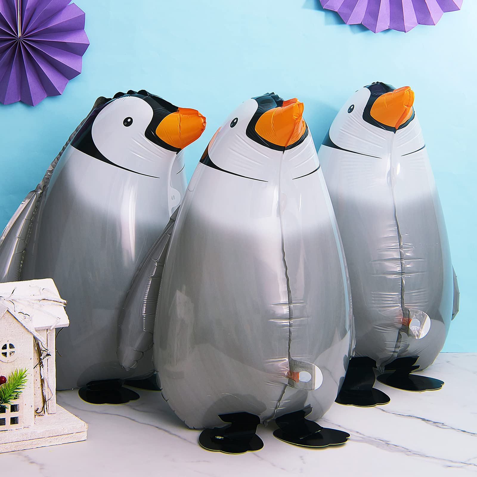 Aoriher 9 Pieces Walking Penguin Balloons Cute Funny Air Foil Animal