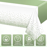6Pcs White and Sage Green Tablecloth Decorations,Plastic White Table
