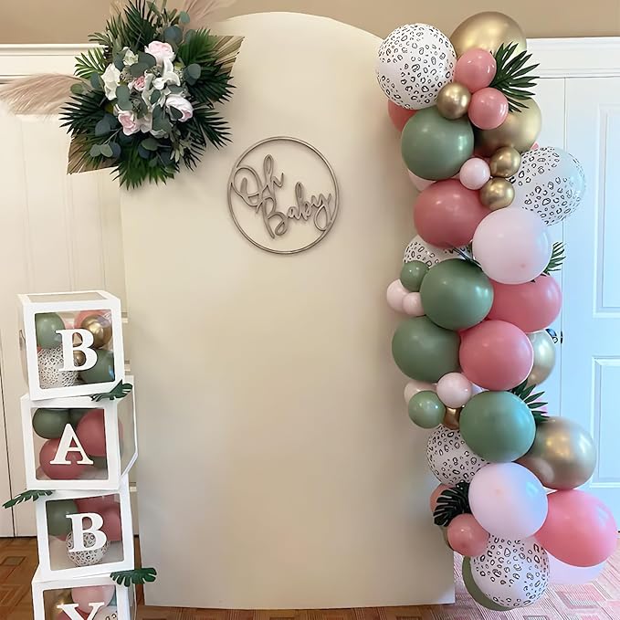 Pink and Green Balloons, Jungle Safari Balloon 12 Inch Leopard