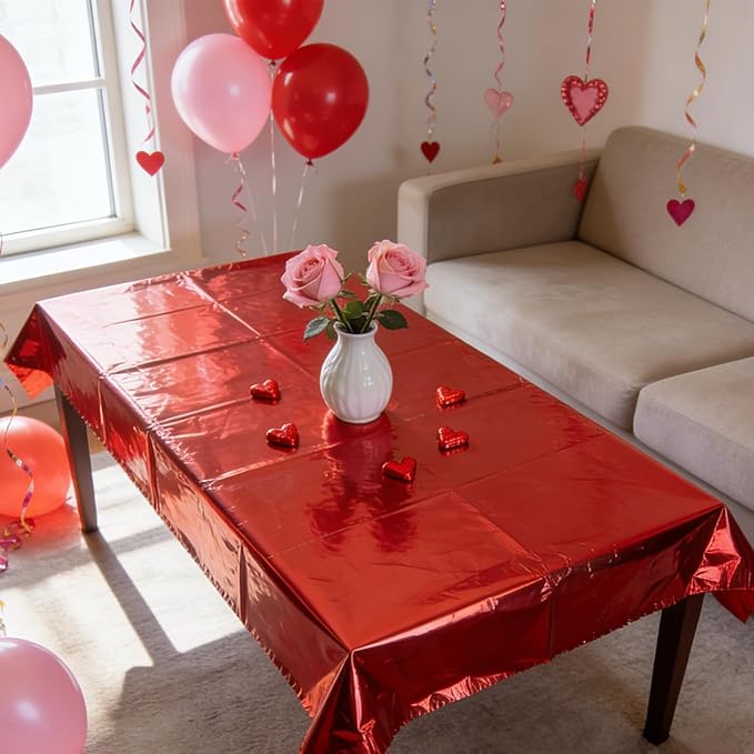 10 Pcs Valentine's Day Foil Table Cloth Disposable Rectangle