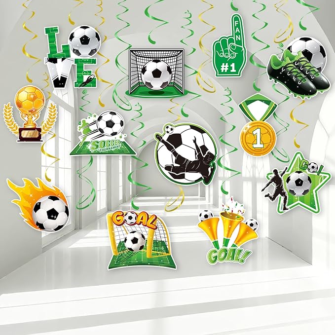 Soccer Hanging Swirls - 30 Pcs Soccer Party Decorations Ceiling