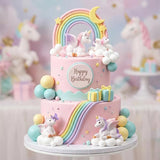 17Pcs Rainbow Unicorn Cake Toppers Unicorn Birthday Cake Decorations