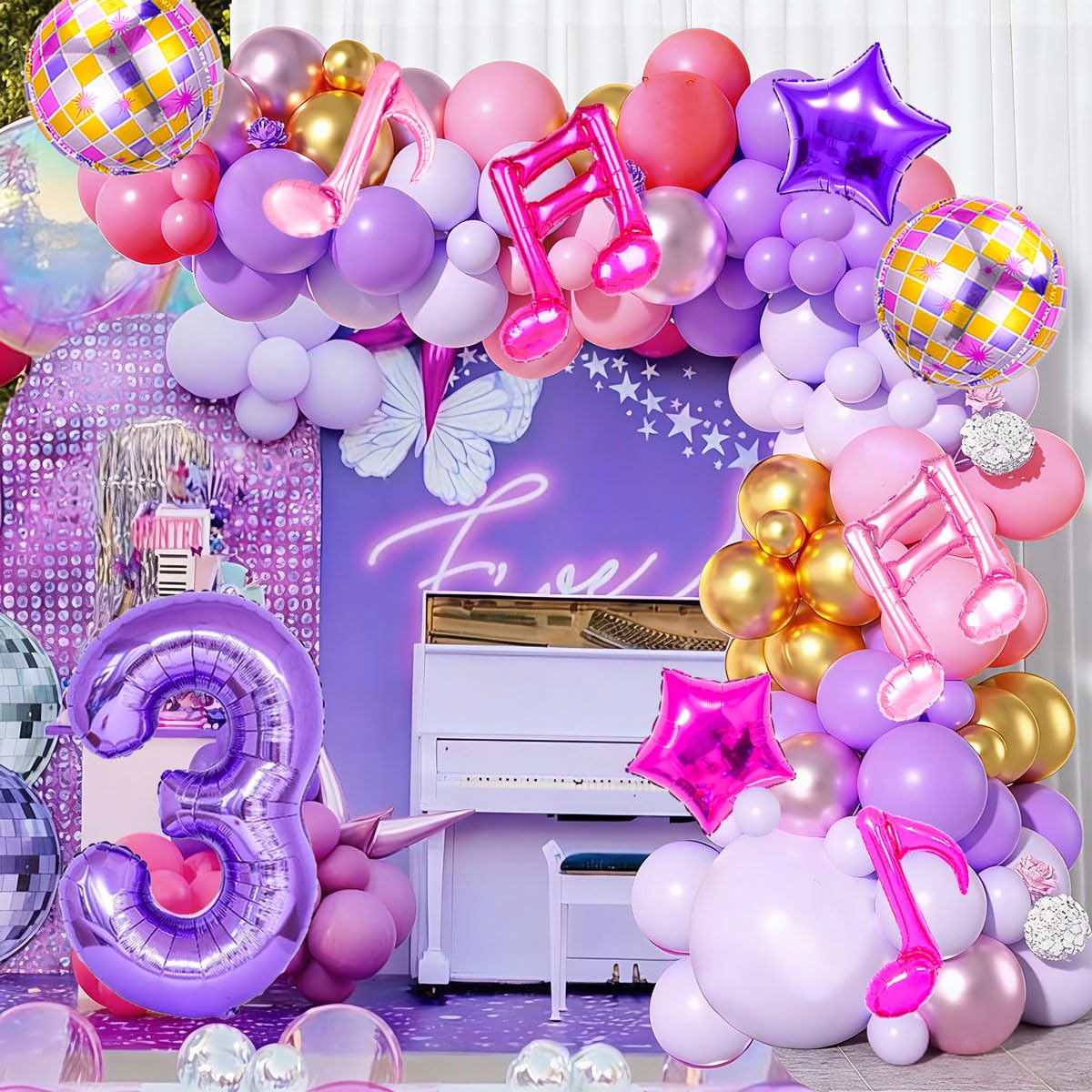 9Pcs Kpop Birthday Decorations - Kpop Music Balloons Hot Pink Mus 3