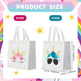 24 PCS Party Favor Bags for Unicorn with Handles Reusable Non Woven