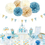 Light Dusty Blue Beige Champagne Boho Party Decorations 23pcs Baby