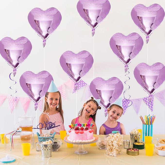Purple Foil Heart Balloons, 12Pcs Lavender Purple Heart Shape Foil