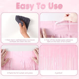 Voircoloria 3 Pack 3.3 x 8.2 ft Pasel Pink Foil Fringe Backdrop