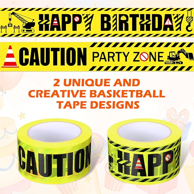 2 Pack Construction Birthday Party Banner Tape 2.36 Inches x 328