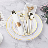BESTVIP 175PCS Gold Plastic Dinnerware Set, Disposable Party Plates