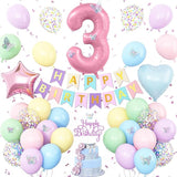 3rd Birthday Decoration for Girls Easter Pastel Rainbow Macaron 3rd