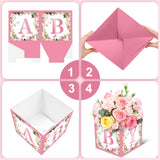 Jremreo 6 Pack 7x7x7 Inches Pink Floral Baby Shower Centerpiece Boxes
