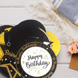 Happy 16th Birthday Black & Gold Balloon Set 16th Birthday Swirls