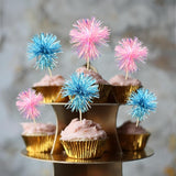 Gyufise 30Pcs Foil Firework Cupcake Toppers Sparkle Tinsel Cake #24