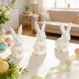 3 Pack Easter Bunny Decorations Ceramic White Rabbit Statues