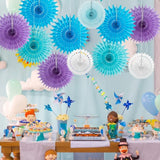 SUNBEAUTY Pack of 11 Purple Lavender Blue Hanging Honeycomb Paper