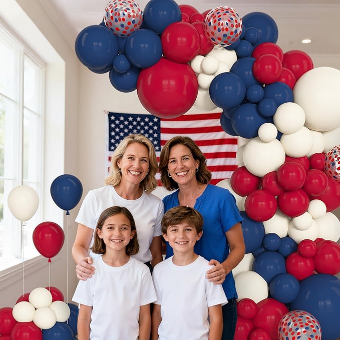 Amandir 153Pcs Red White Blue Balloon Arch Kit, Different Sizes 18 12