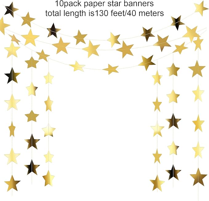 Patelai Glitter Star Garland Banner 2026 Graduation Decor 130 Feet #8