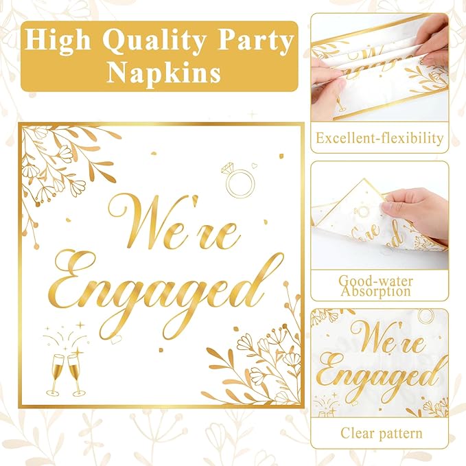96Pcs Happy Engagement Party Supplies Engagement Paper Plates