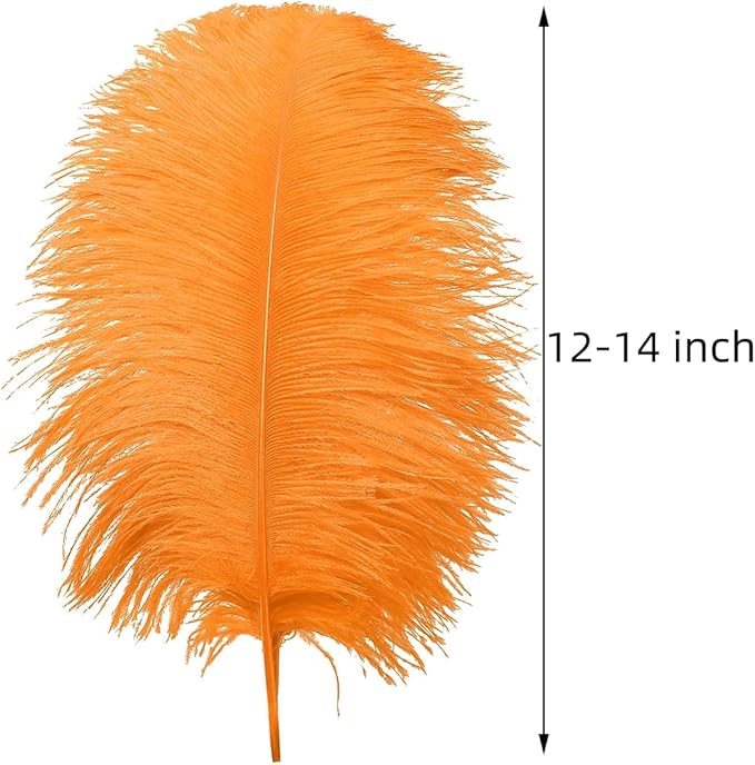 Ballinger Orange Large Ostrich Feathers - 24Pcs 12-14inch Big