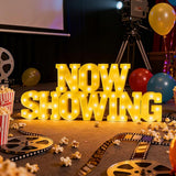 10 Pcs Movie Night Party Decorations Now Showing Light up Sign LED
