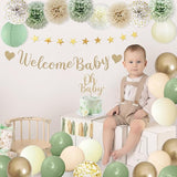 Amandir Baby Shower Decorations Sage Green Balloons Welcome Baby