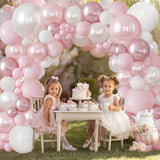 Pink and White Balloons Arch Kit, Double Stuffed Pastel Pink Balloon