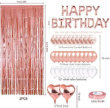 Rose Gold Birthday Party Decorations Set with Rose Gold Happy