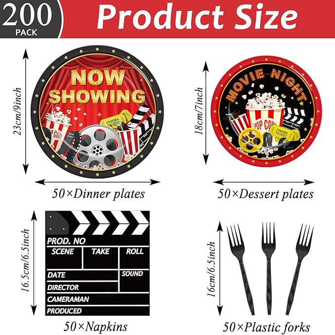 200pcs Movie Night Party Supplies Decorations Movie Popcorn Theme