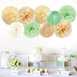 Sage Green Boho Party Decorations Paper Flowers Lanterns