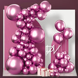 PartyWoo Metallic Hot Pink Balloons 100pcs Different Sizes of 18 12