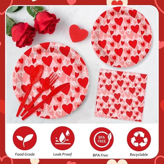 192pcs Valentine's Day Party Decorations Lovely Heart Valentines Day