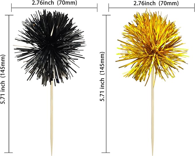 Gyufise 30Pcs Foil Firework Cupcake Toppers Sparkle Tinsel Cake #7