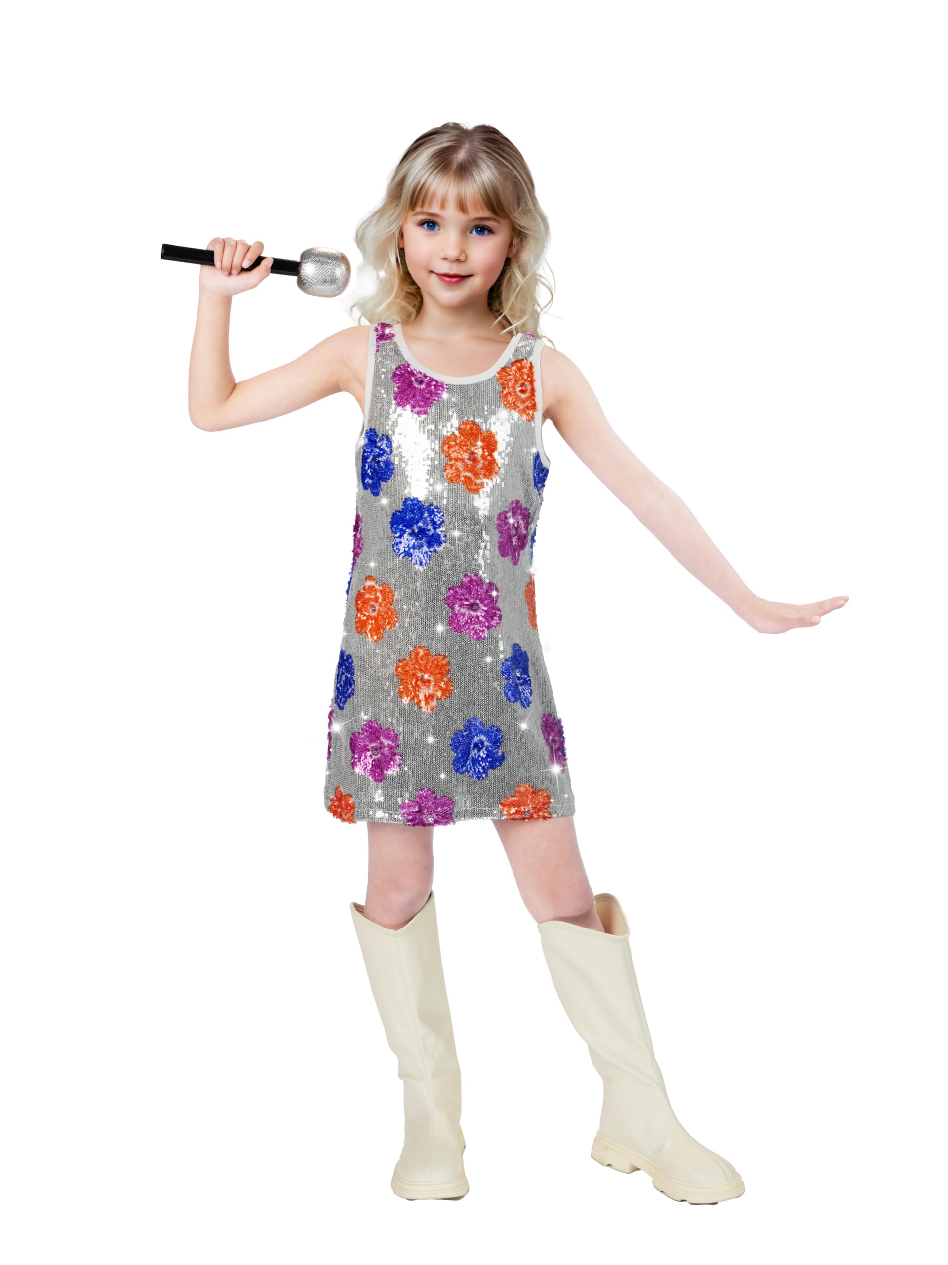 Sinkawa Jackets Girls Sequin Dress Sparkly Sleeveless Costume Prom