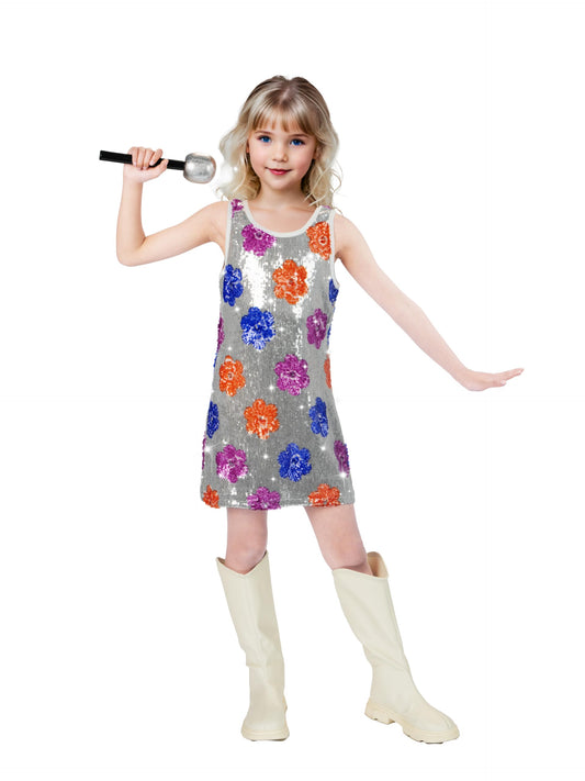 Sinkawa Jackets Girls Sequin Dress Sparkly Sleeveless Costume Prom