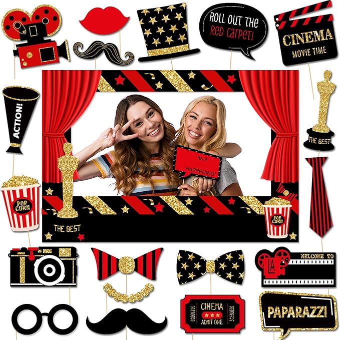 Movie Night Theme Party Decorations Now Showing Photo Booth Props