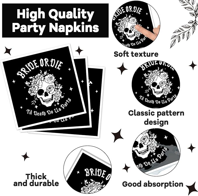 96pcs Bride or Die Bachelorette Party Plates and Napkins Till Death