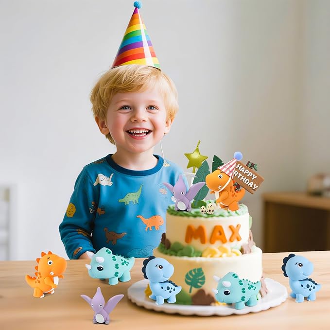 20pcs Dinosaur Cake Topper Set with Dinosaur Eggs Reusable Dinosaur