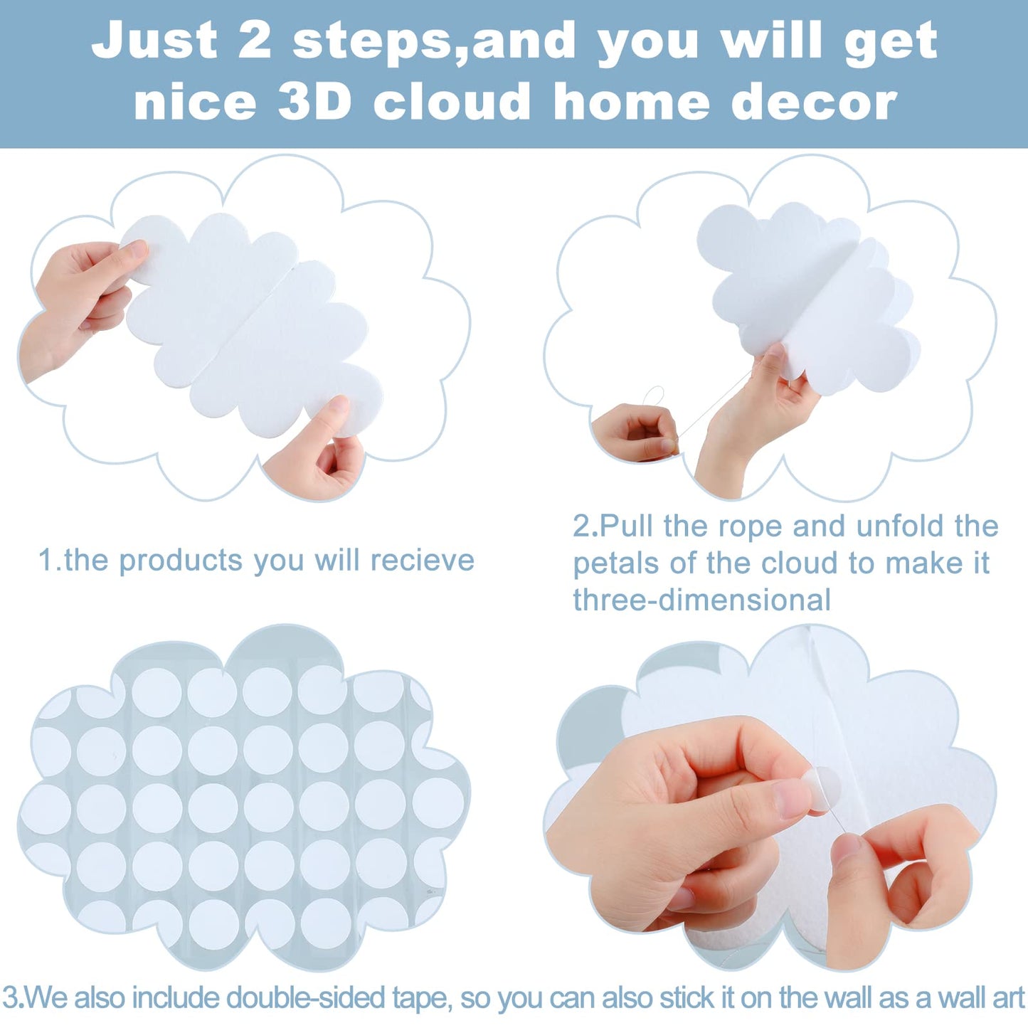 8 Pcs 3D Cloud Decoration Hanging for Ceiling Game Themed Party