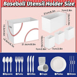 2PCS Baseball Utensil Holder Paper Utensil Caddy for Baseball Party