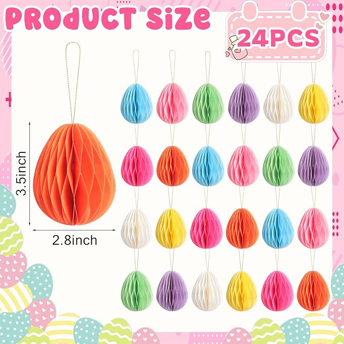 16 Pcs Easter Decorations Eggs Hanging Ornaments Paper