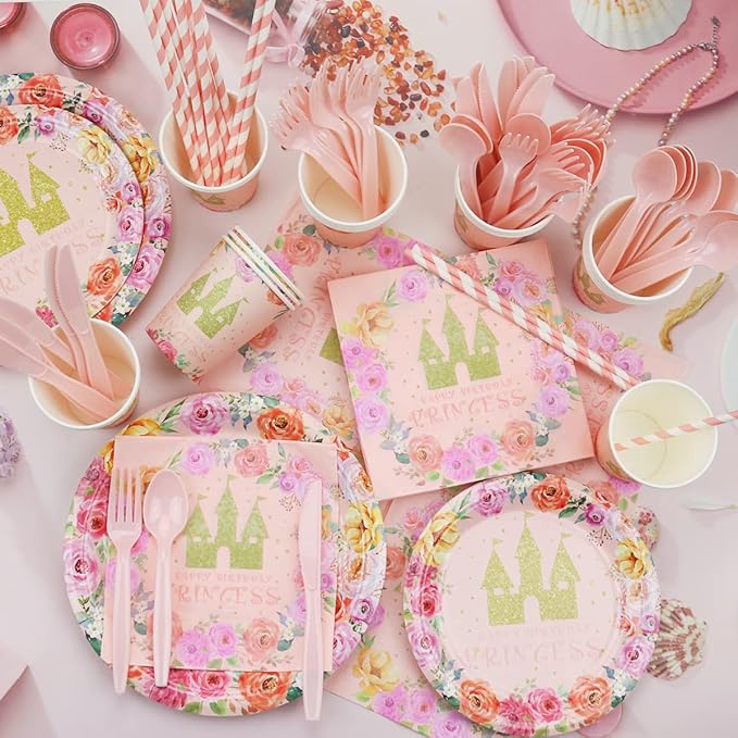 Princess Themed Birthday Party Decorations for kids Includes Plate
