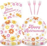 96Pcs Retirement Party Supplies Happy Retirement Plates and Napkins