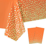 2 Packaging Orange and Gold Plastic Tablecloth, 54 inch x108 inch
