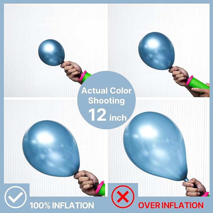 PartyWoo Metallic Light Blue Balloons 100 pcs Different Sizes of 18