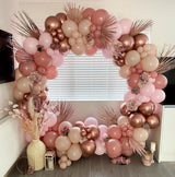 Rose Gold and White Balloons Garland Arch Kit, 162pcs Metallic Rose